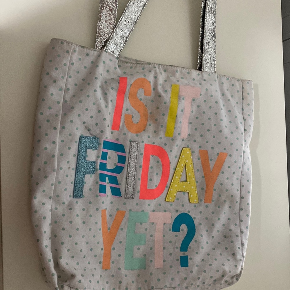kids white and sliver is it friday yet bag